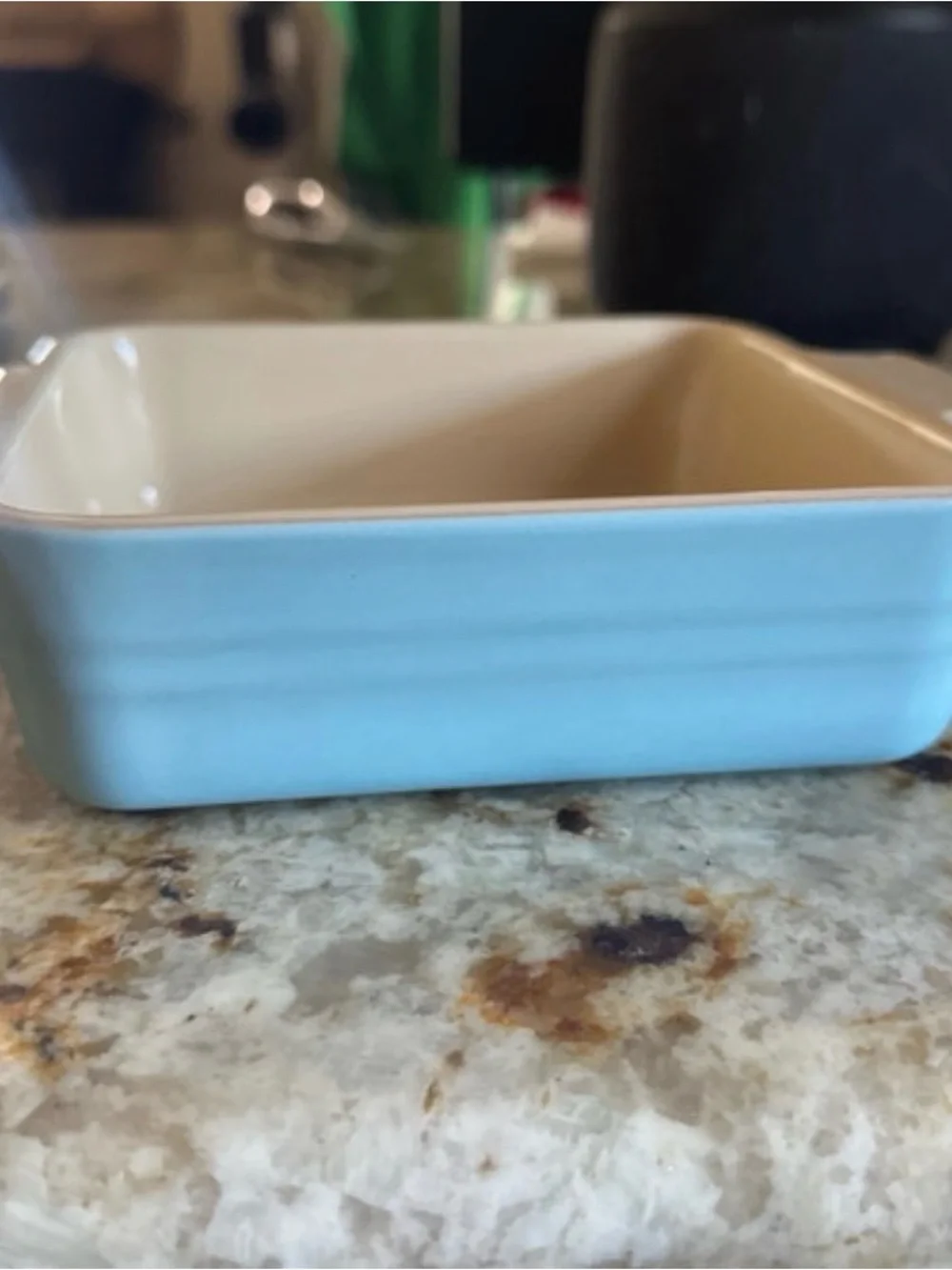 Le Creuset Rectangular Mini Baker in Sky Blue and Cream